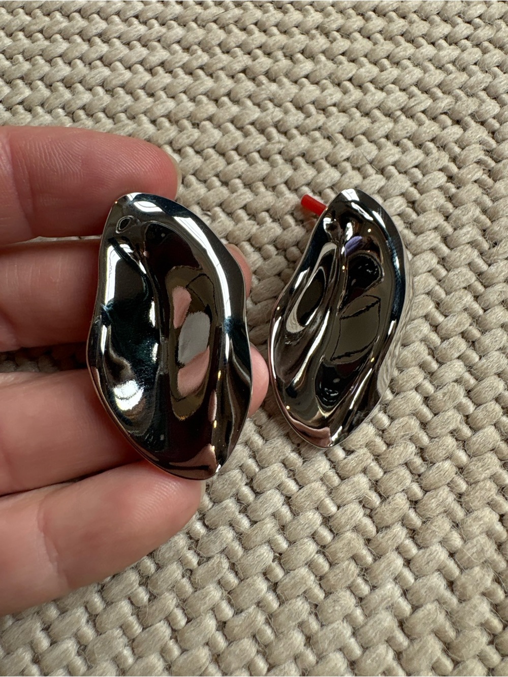 Modern Sculptural Metallic Earrings - Silver Tone